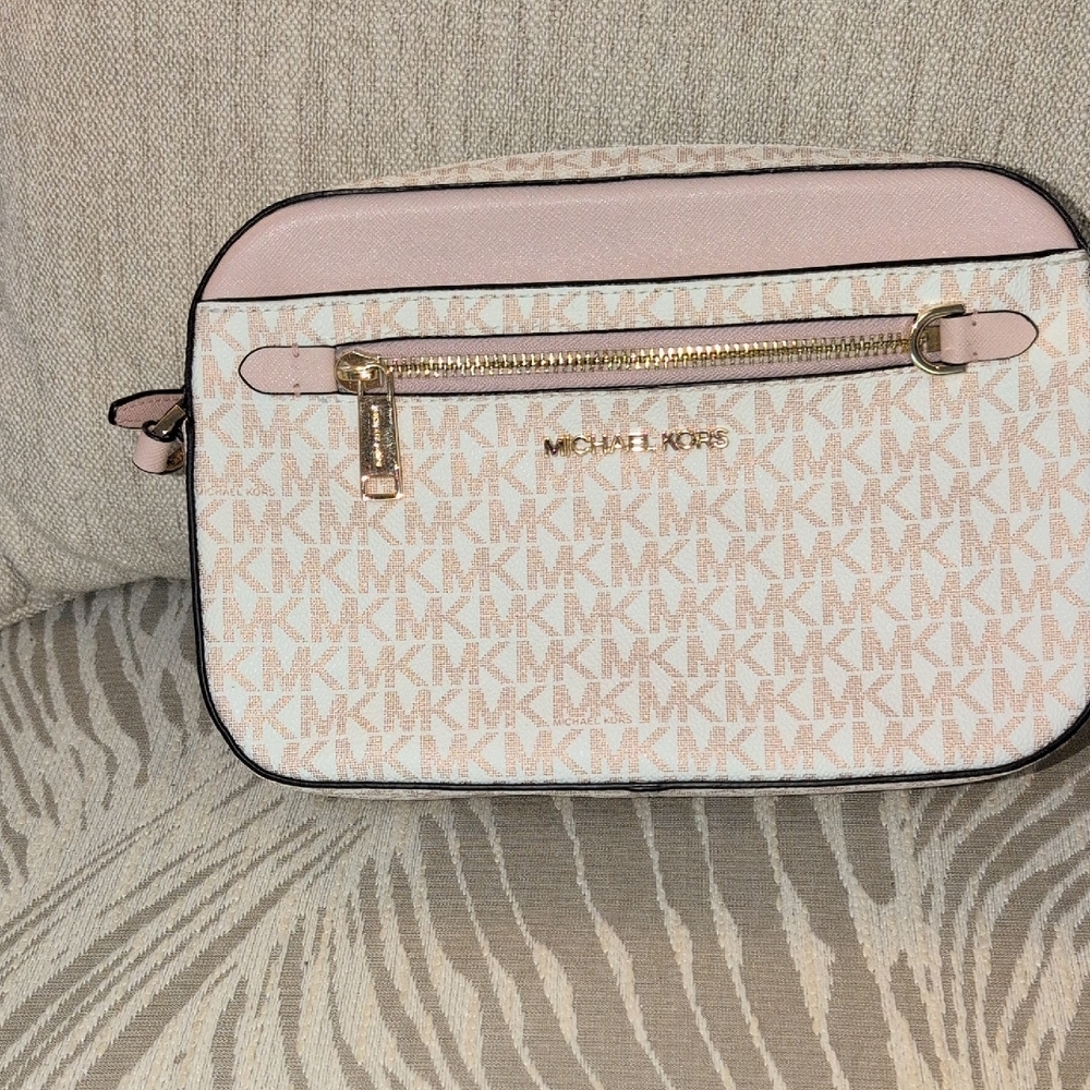 Michael Kors Pink and Cream Crossbody Camera Bag